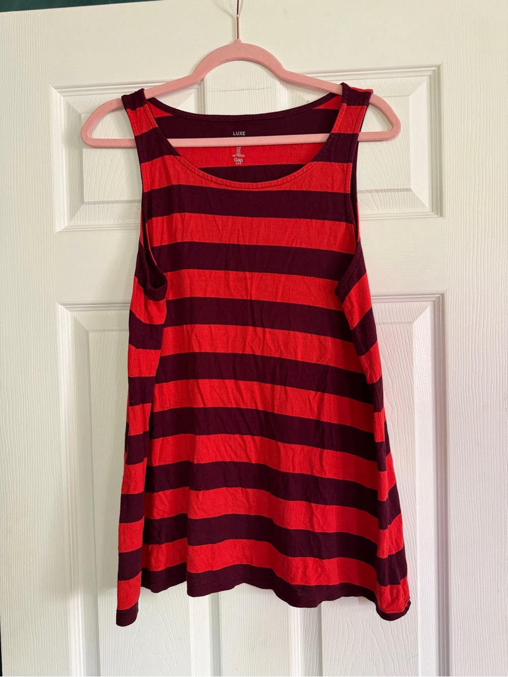 Luxe Red and Dark Burgundy Striped Women's Tank Top